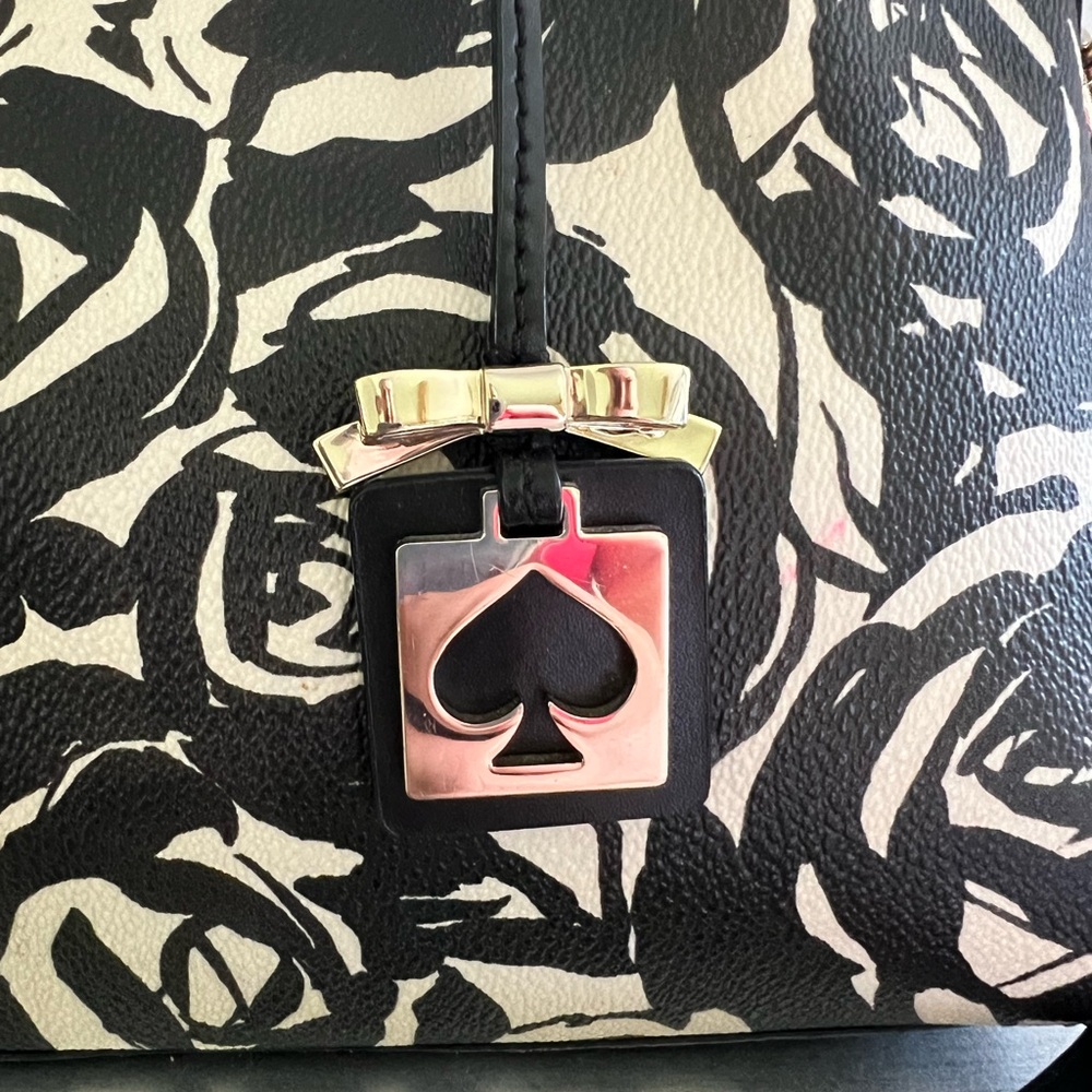 Kate Spade Small Rachelle Brightwater Drive Rose Handbag Black Cream Floral - Picture 4 of 10